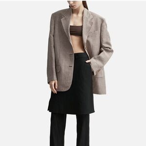 Acne Studios Brown and Cream Houndstooth Blazer